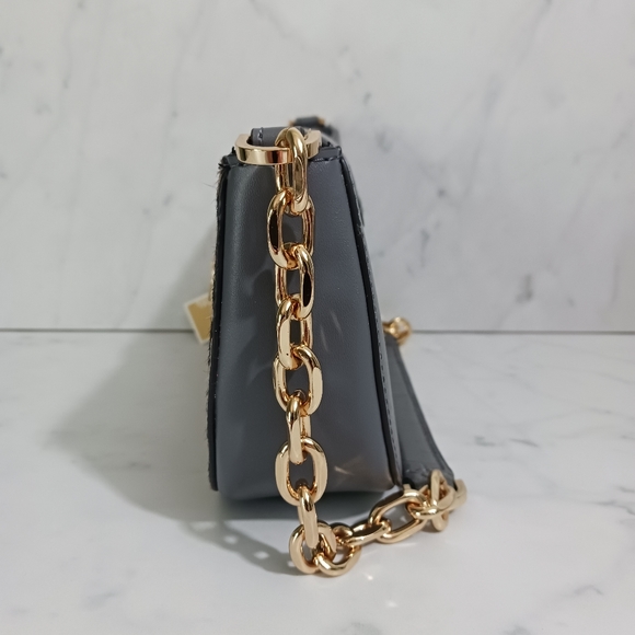 Michael Kors Carmen Small Pouchette Heather Gray with Haircalf - Picture 2 of 8